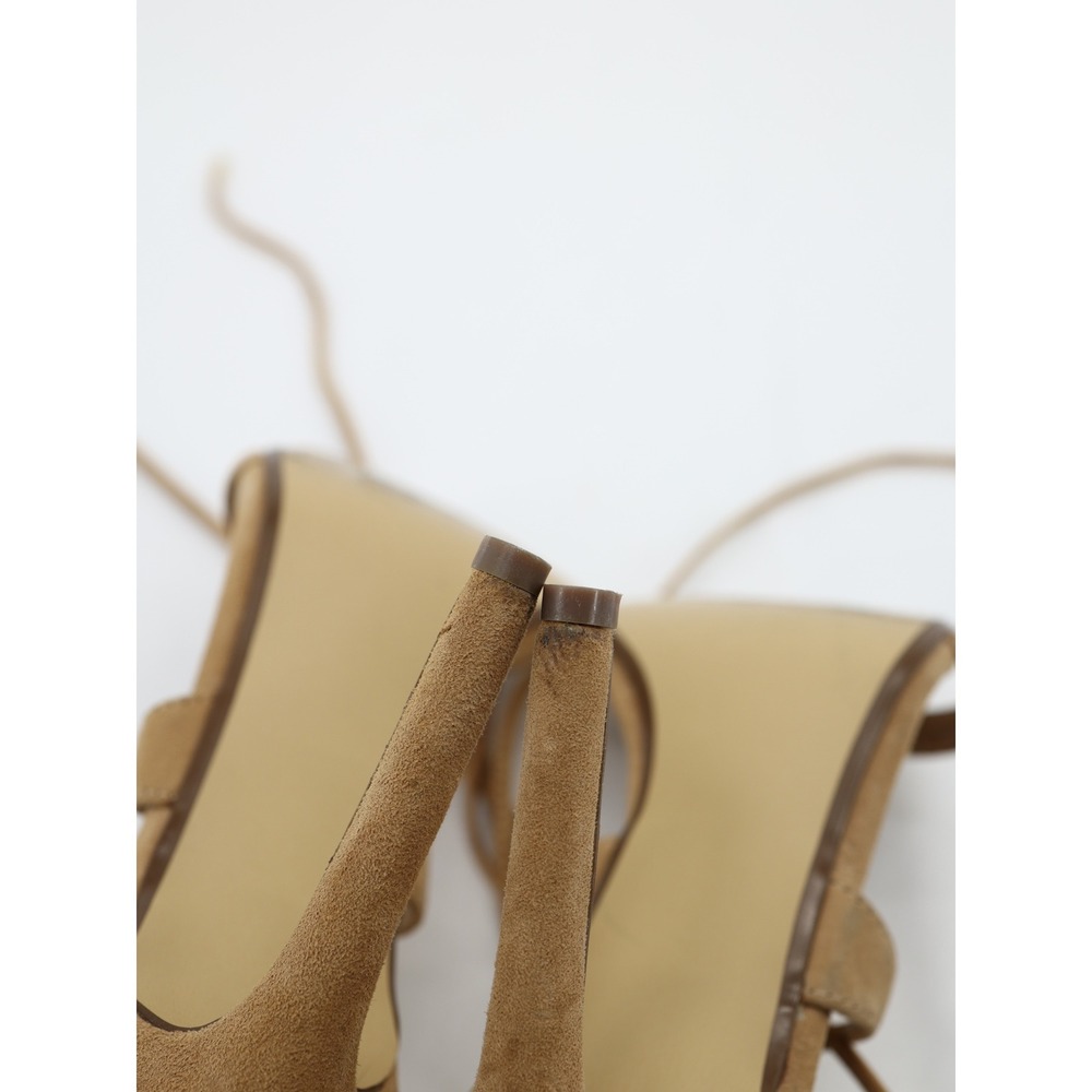 Steve Madden Presidnt Lace Up Suede Tan Stiletto Leg Wrap Sandals 7.5 - Picture 8 of 12